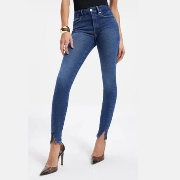 Good American Good Legs Crop Front Slit Jeans Size 2 - Picture 1 of 10